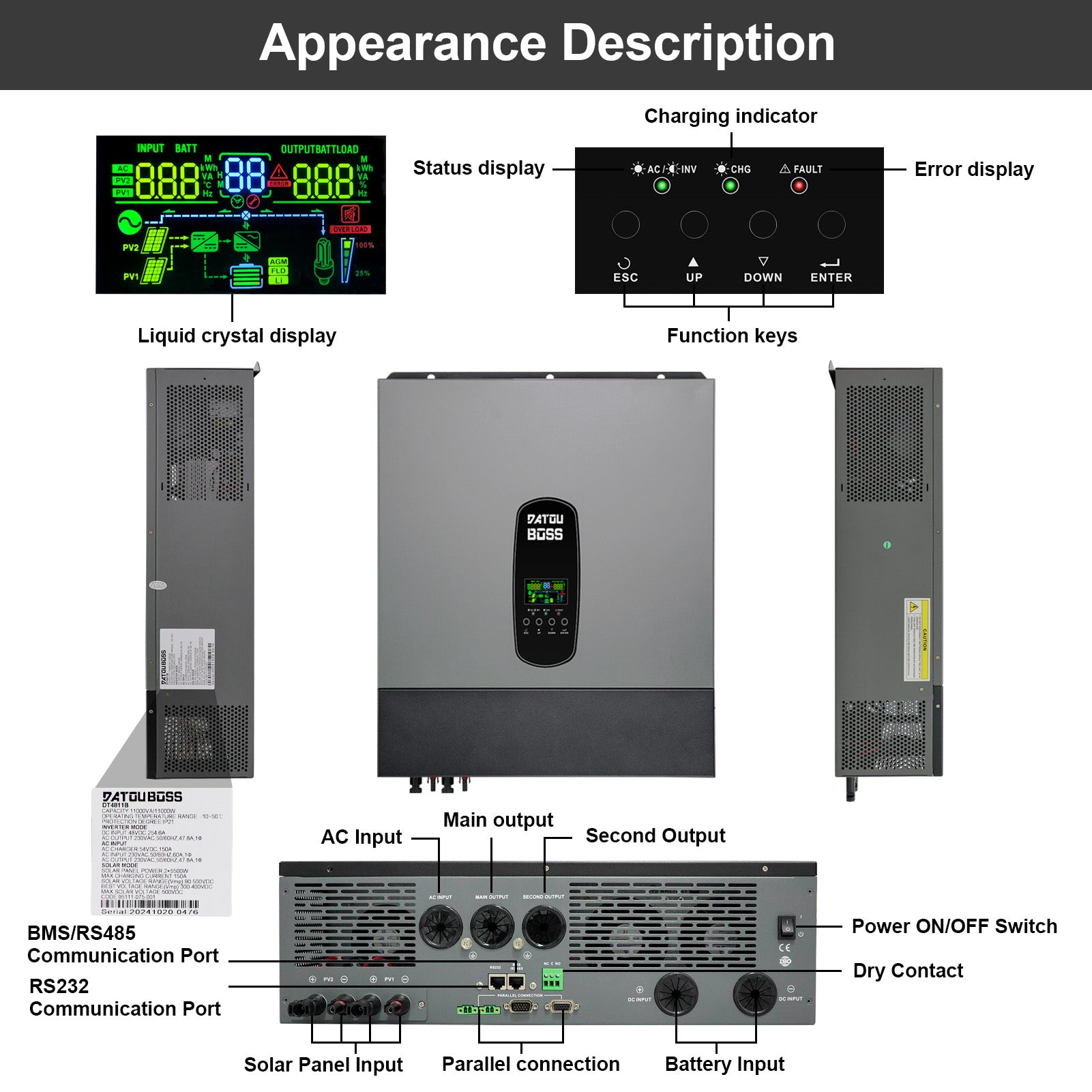 DATOUBOSS Rechargeable Lifepo4 Batteries Voltage Converters Inverter